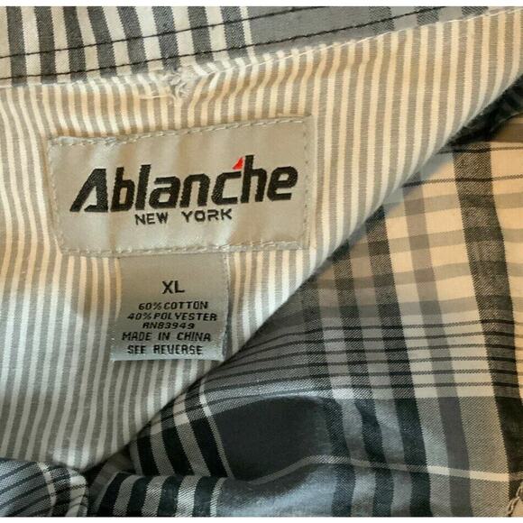Ablanche New York Shadow Plaid Shirt Mens XL Short Sleeve Chest Pocket Button Up - Picture 4 of 5